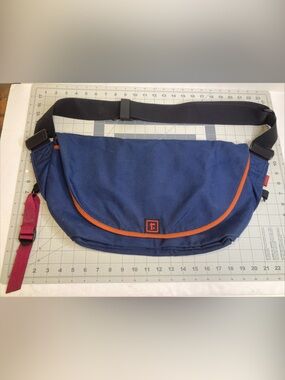 Rickshaw Blue Orange Messenger Bag Lap Top Adjustable Strap Sling Pockets USA